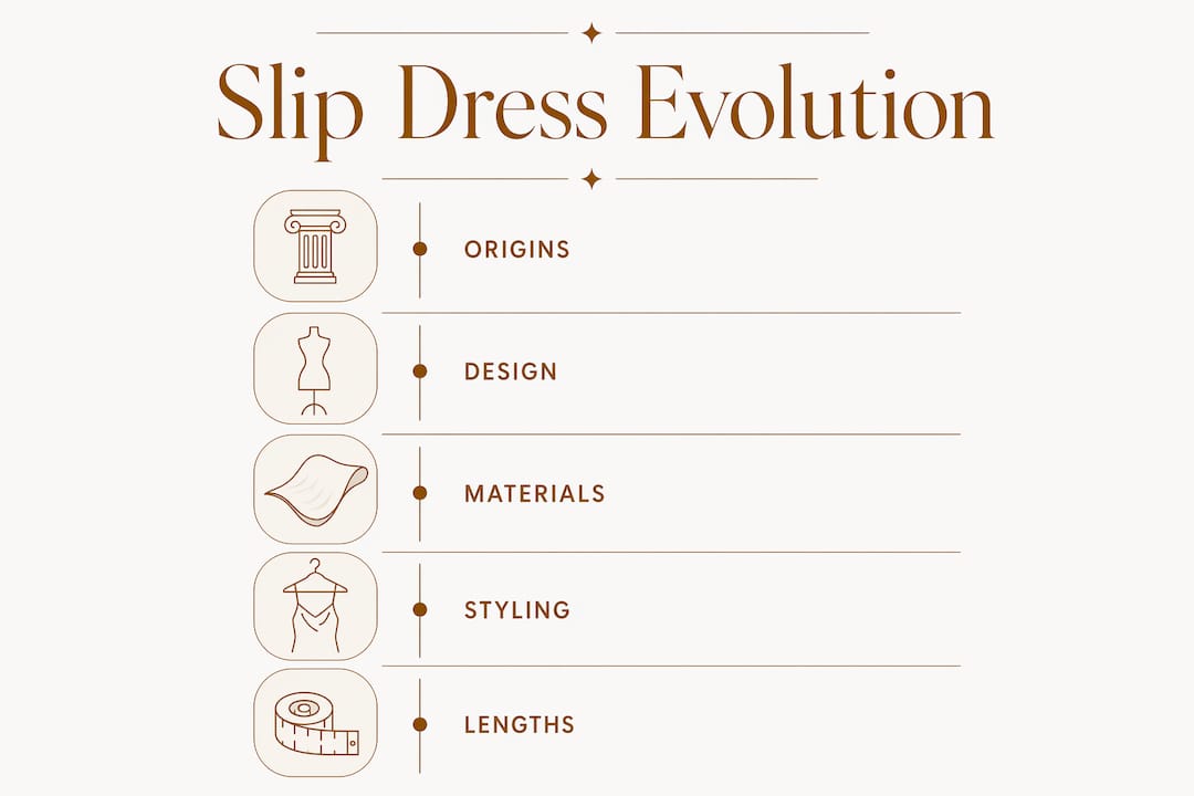 Infographic showing history and styling of slip dresses