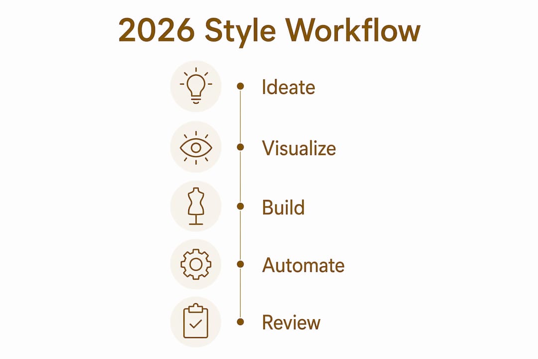 Infographic detailing the five steps of style workflow 2026