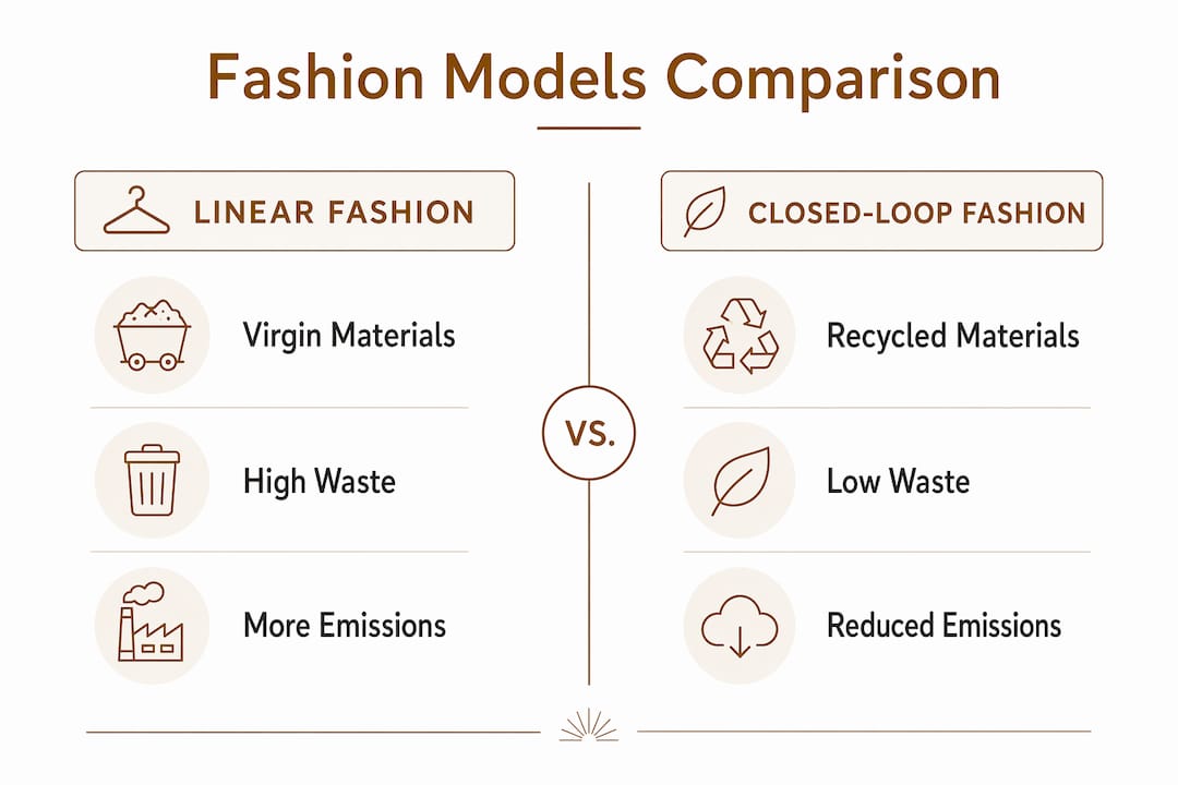 Infographic contrasting linear and closed-loop fashion