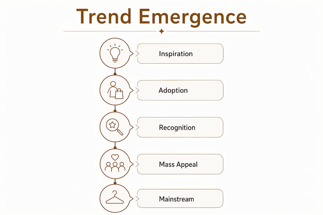 Infographic showing stages of fashion trend emergence
