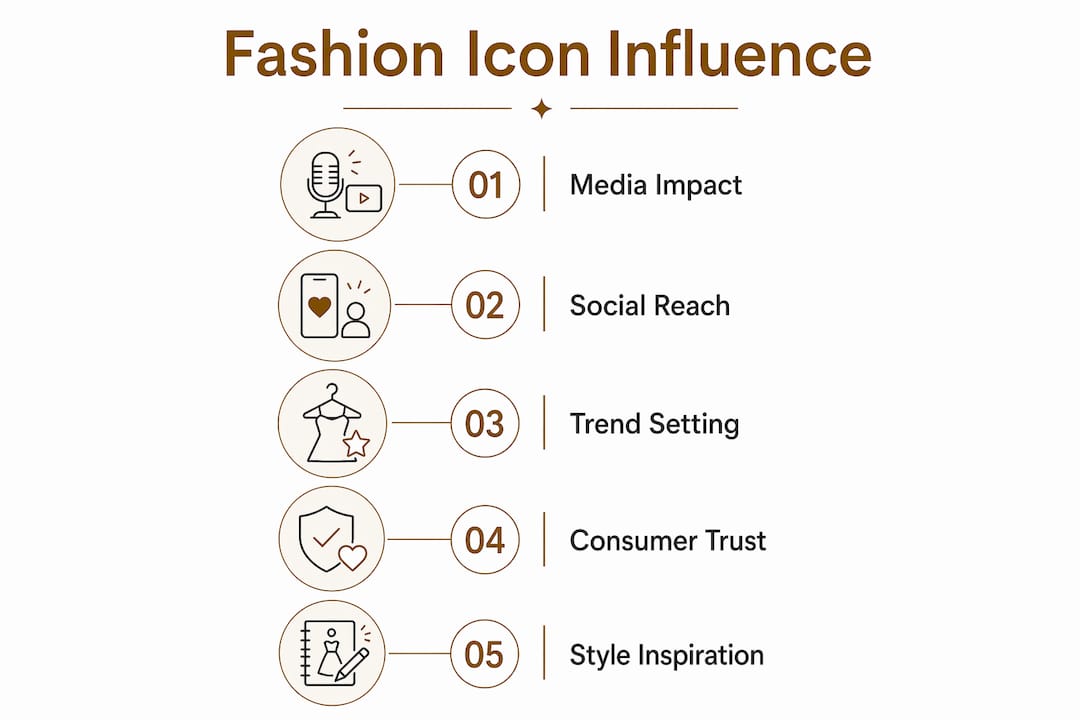 Infographic illustrating stages of fashion icon influence