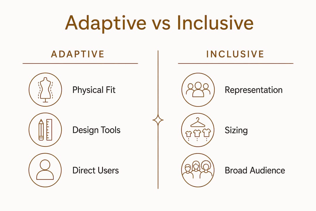 Infographic comparing adaptive and inclusive fashion