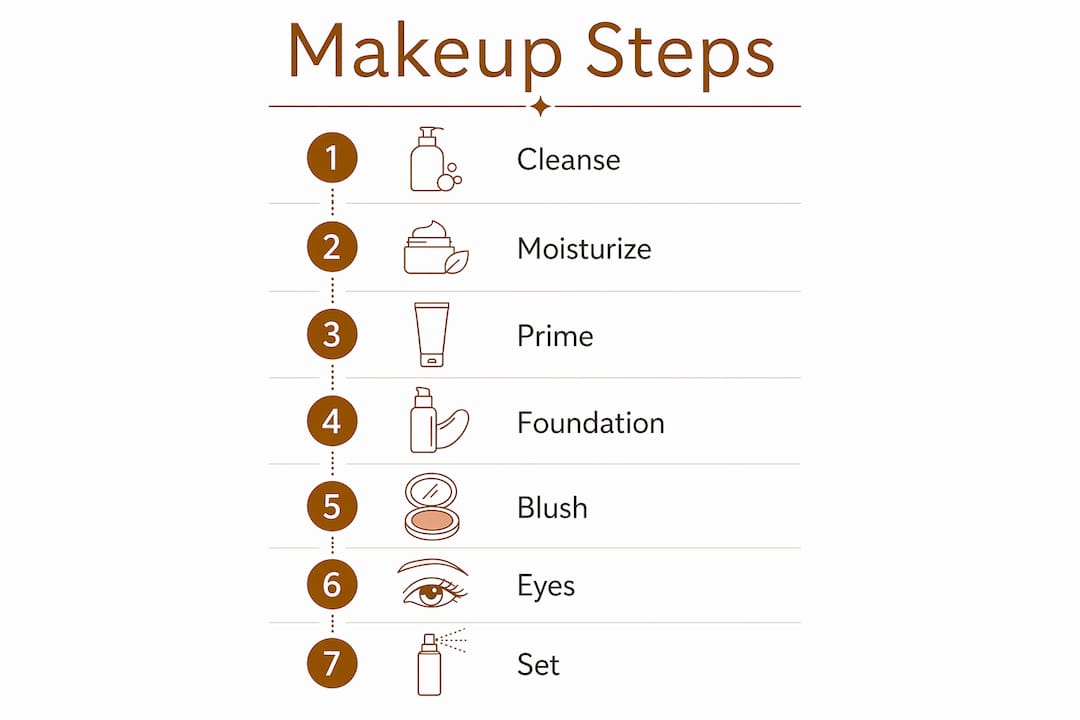 Infographic showing makeup application steps
