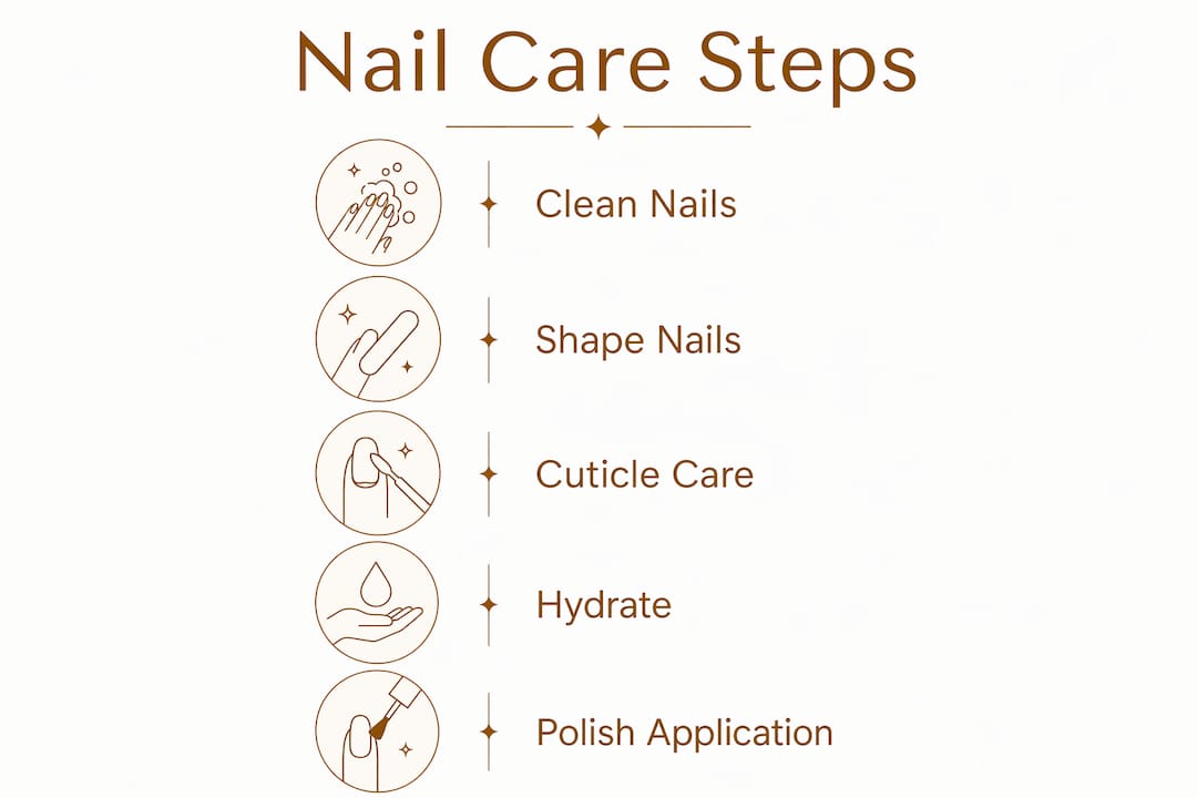 Infographic showing step-by-step nail care routine