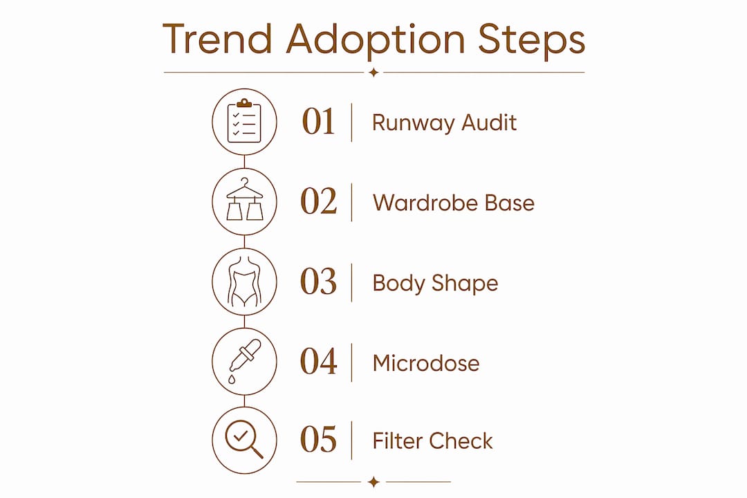 Infographic showing steps to adopt fashion trends successfully