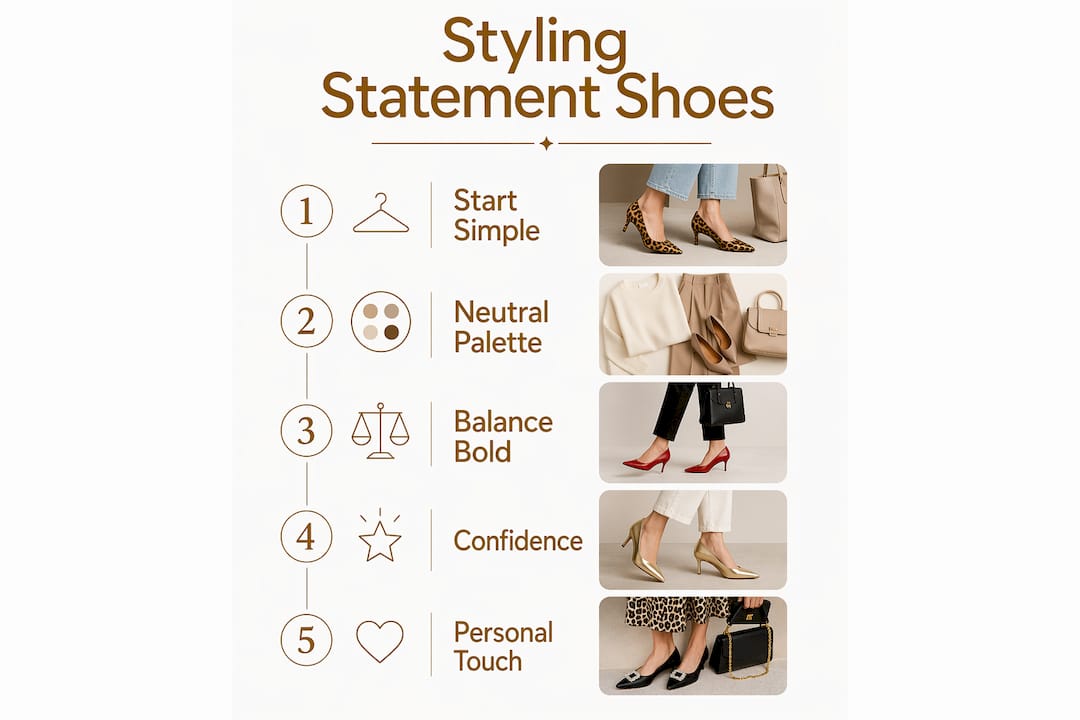 Infographic on how to style statement shoes effectively