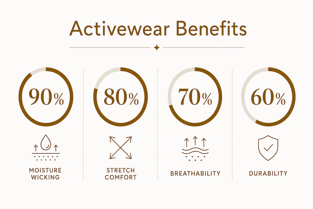 Infographic showing key benefits of activewear fabrics