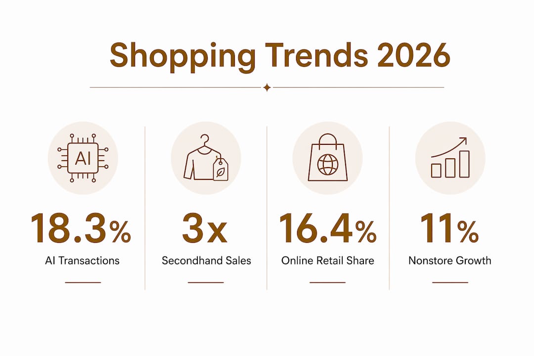 Infographic highlighting key 2026 shopping trends statistics