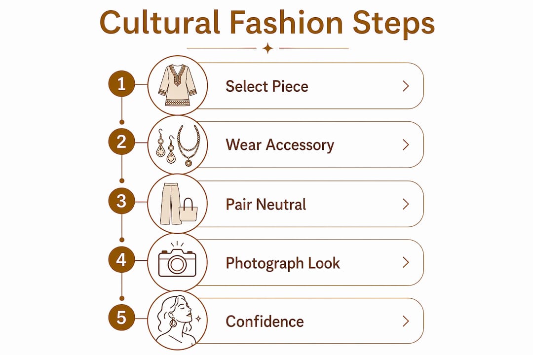 Infographic outlining steps to incorporate cultural fashion