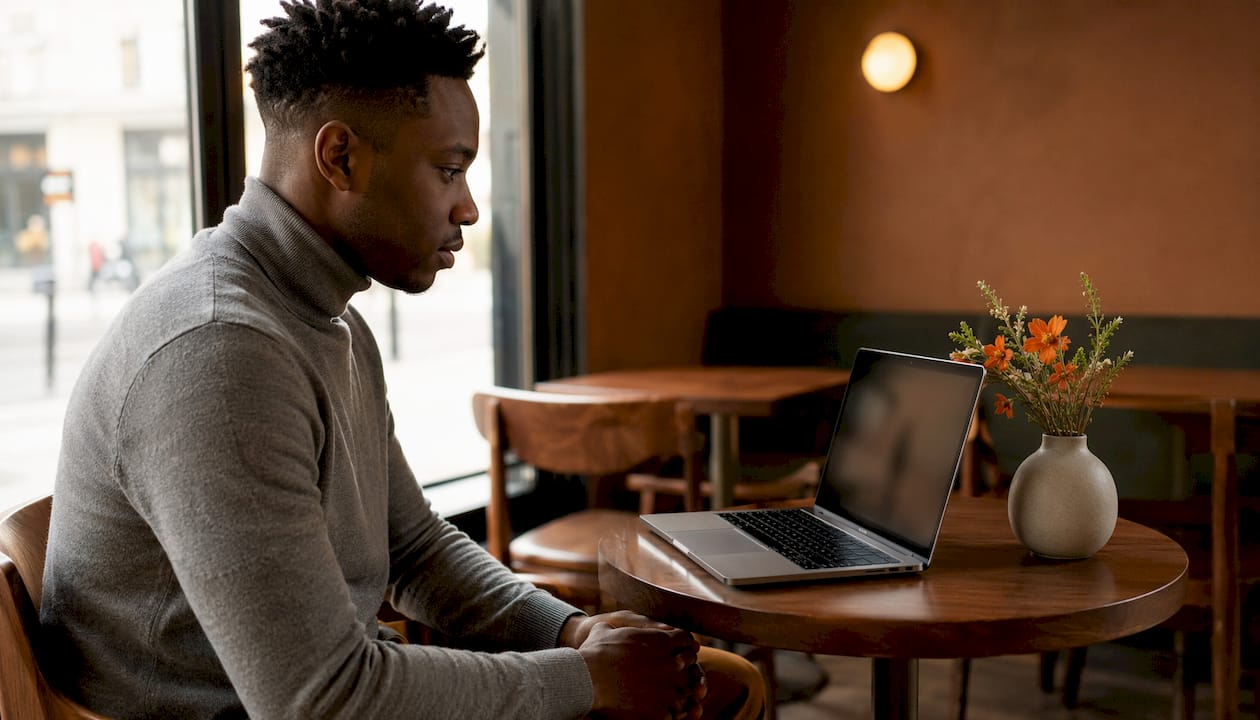 Man attending virtual personal styling session