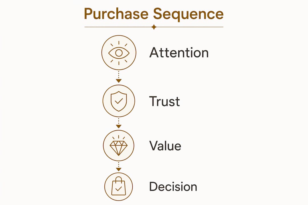 Infographic showing the purchase decision sequence