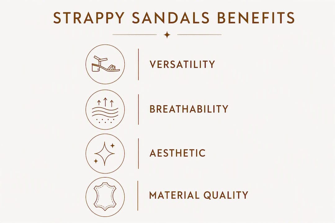 Infographic showing benefits of strappy sandals