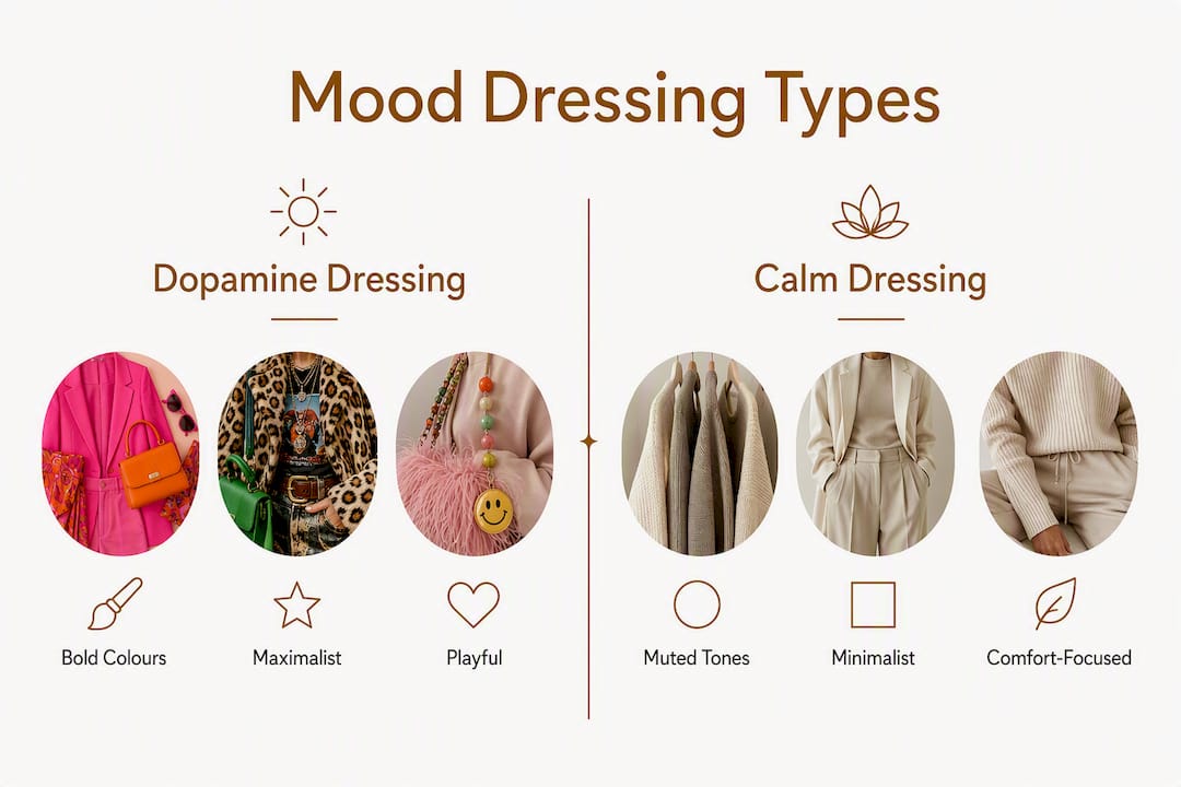 Infographic comparing dopamine and calm mood dressing