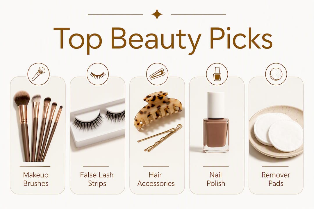 Infographic showing top beauty accessories ranked