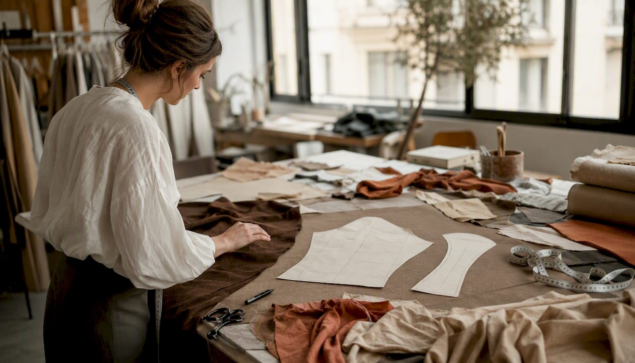 Pattern pieces showing drop shoulder and set-in sleeves