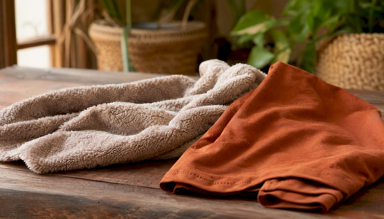 Smooth cotton and microfibre fabrics for hair drying