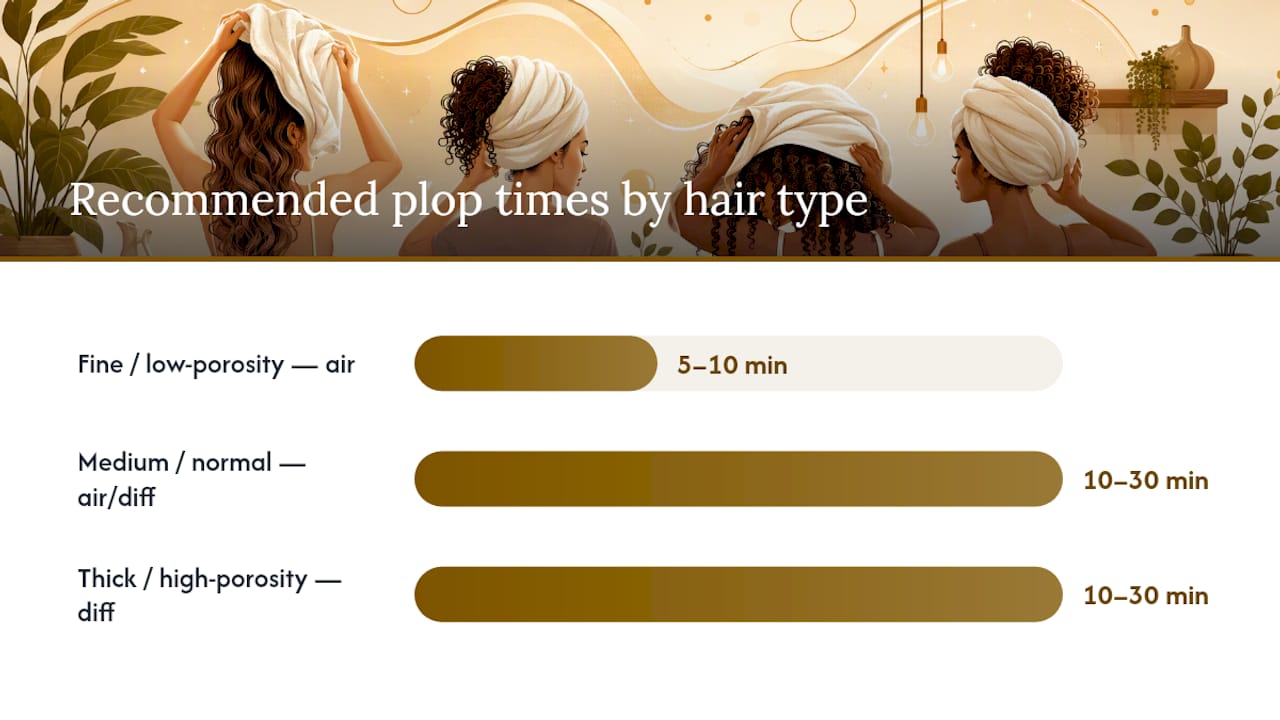 Hair type, plop time and finish recommendation chart