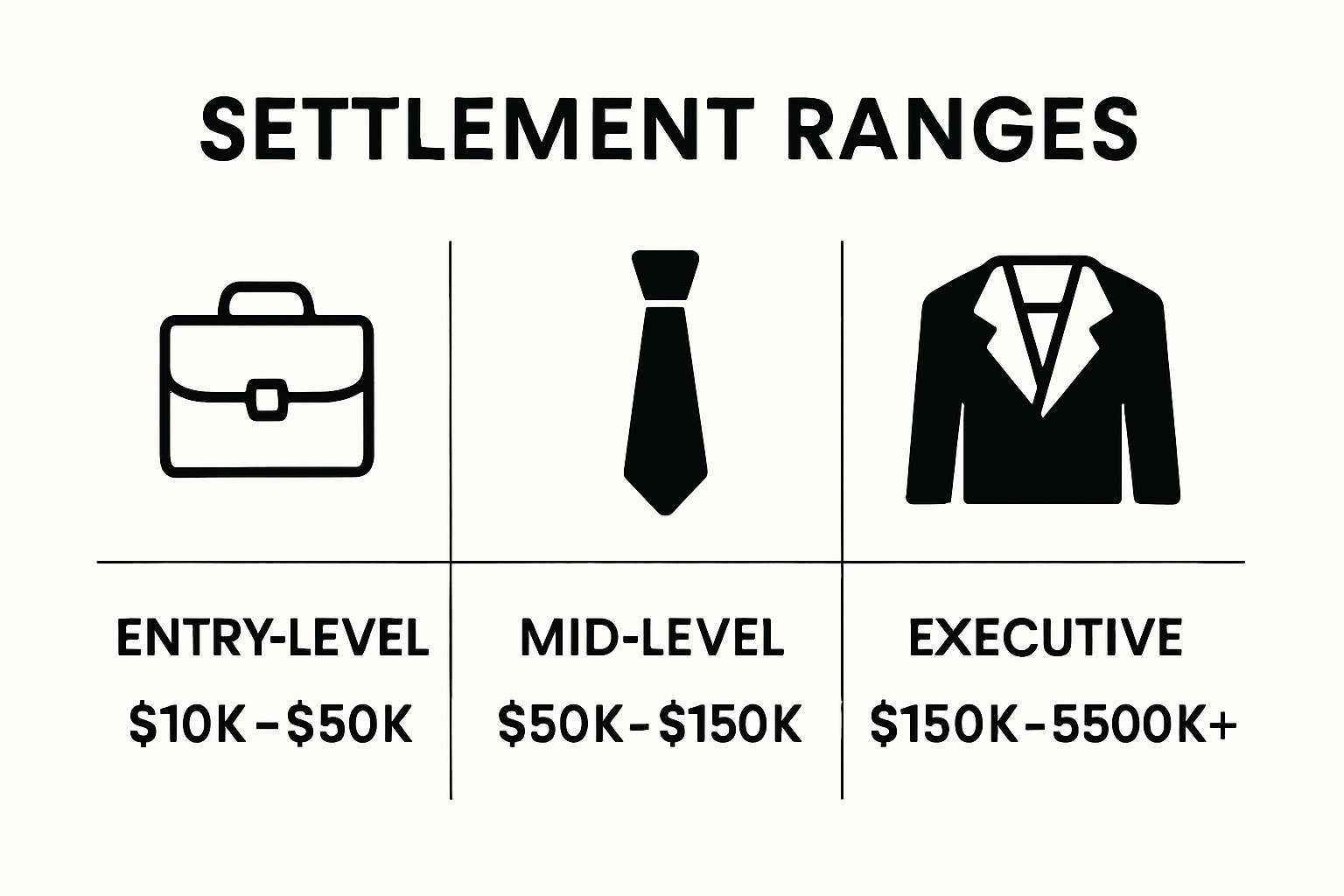 Settlement amount ranges for job levels visualized