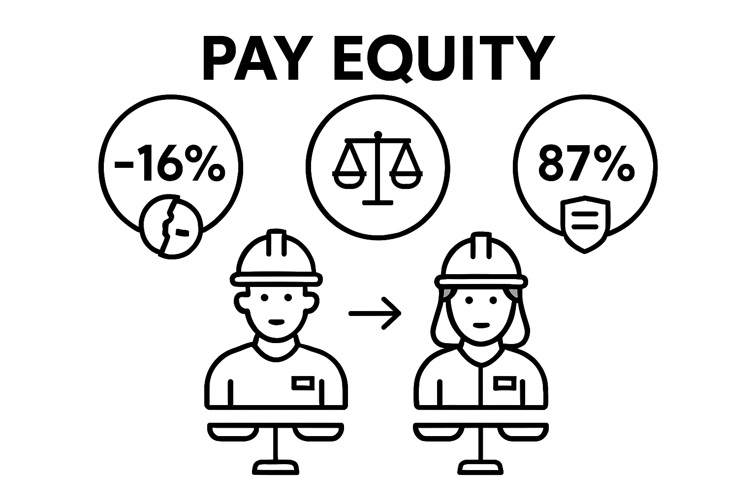 Simple comparison chart of wage gap statistics for equal pay rights