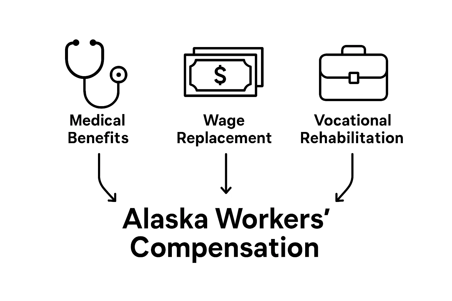 Alaska workers' compensation benefits categories infographic