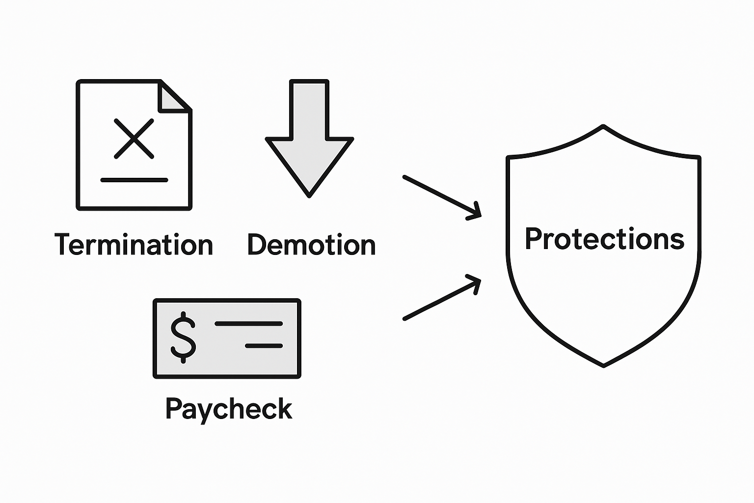 Infographic of workplace retaliation types and protections