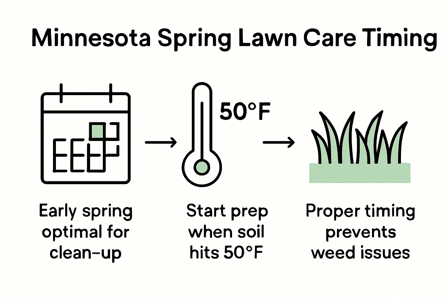 Minnesota spring lawn care timing infographic