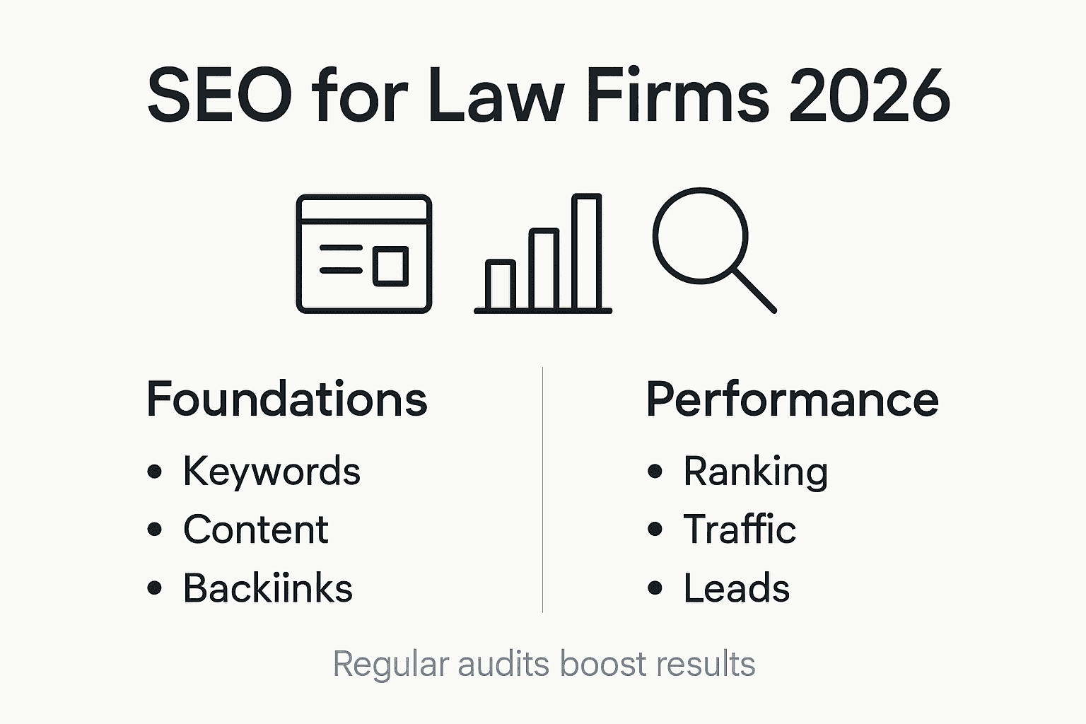 Infographic shows law firm SEO foundations and performance