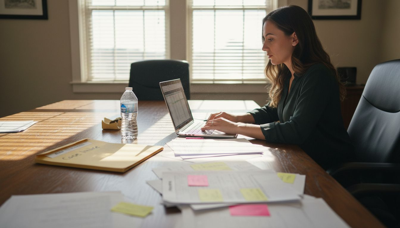 Paralegal updating client profile spreadsheet