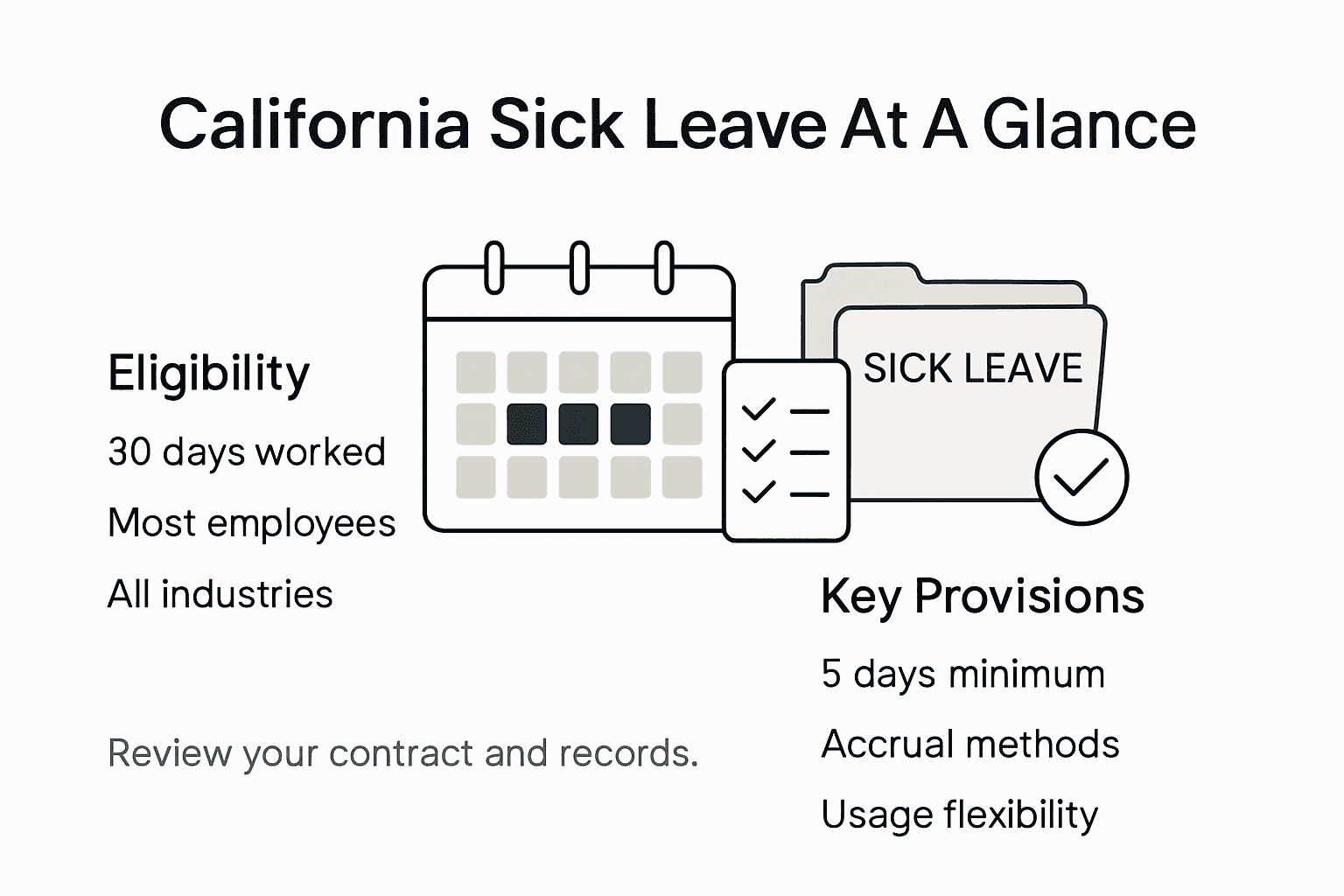 Infographic with sick leave eligibility and rules