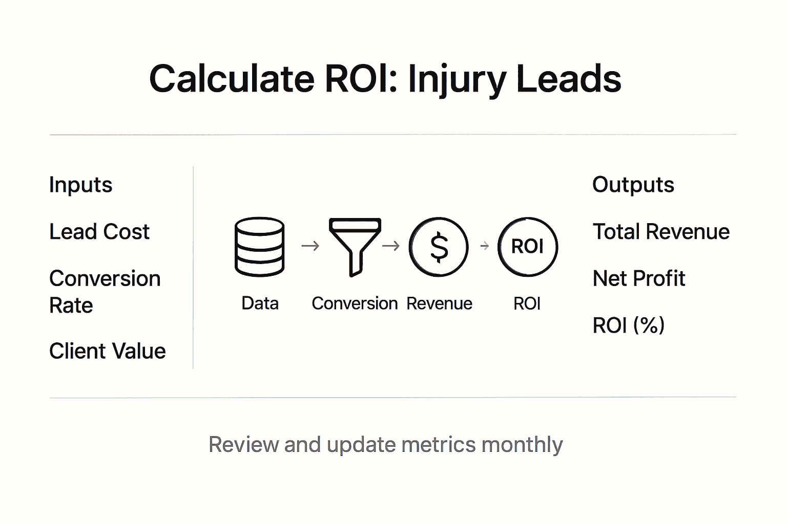Infographic showing ROI steps for injury leads