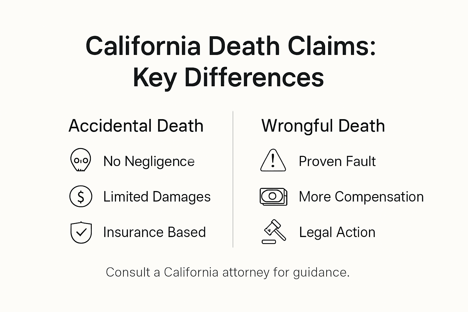 Infographic comparing accidental and wrongful death claims