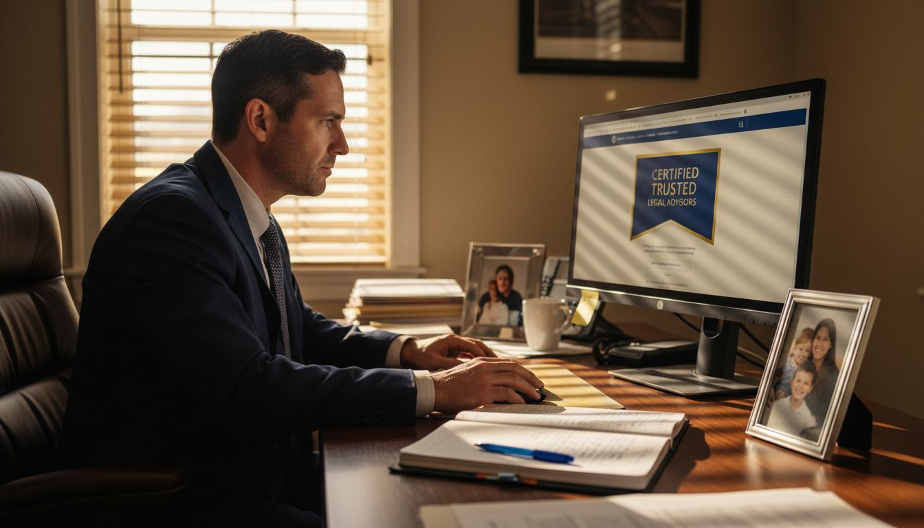 Attorney checks law firm website for trust signals