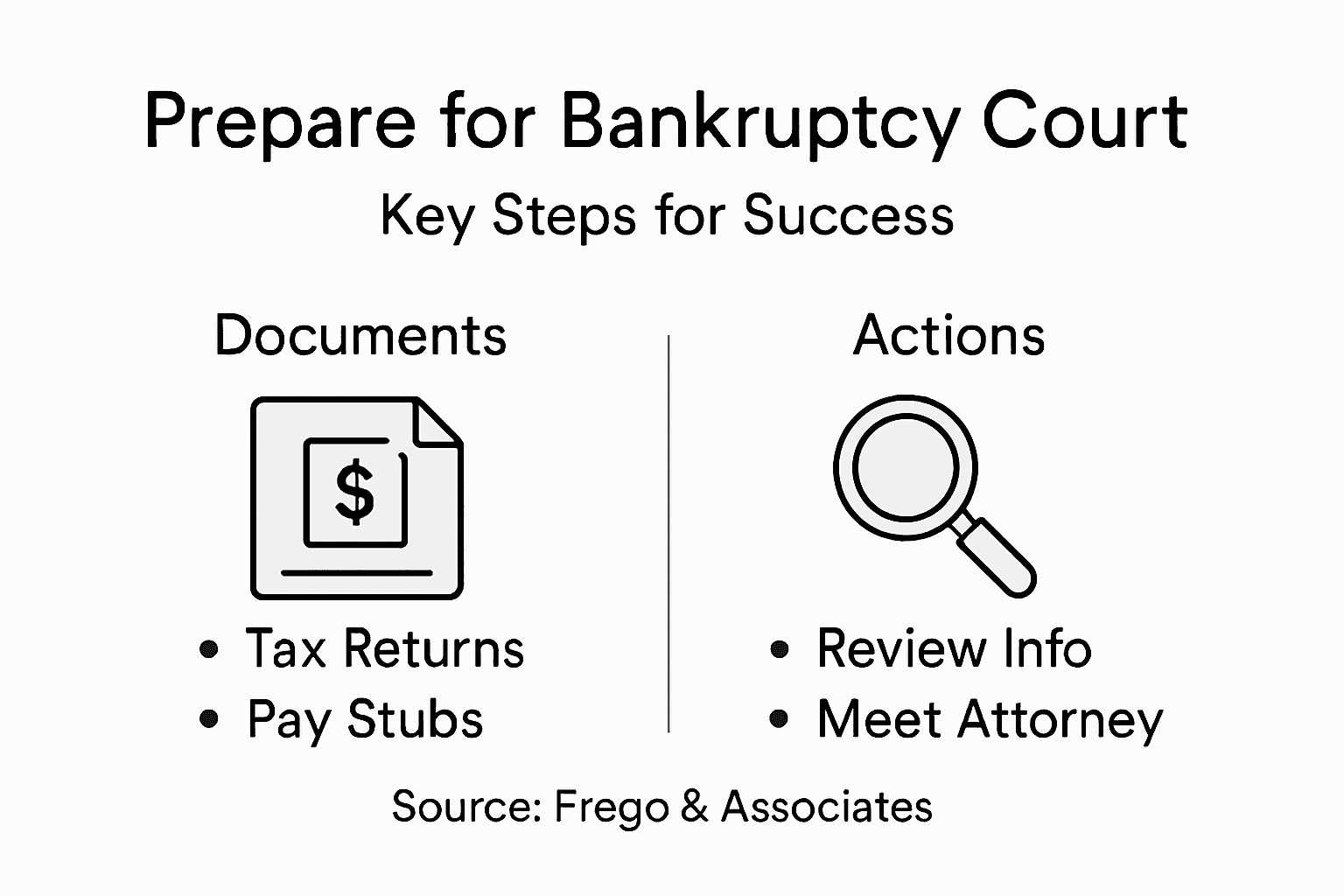 Infographic outlining key bankruptcy preparation steps