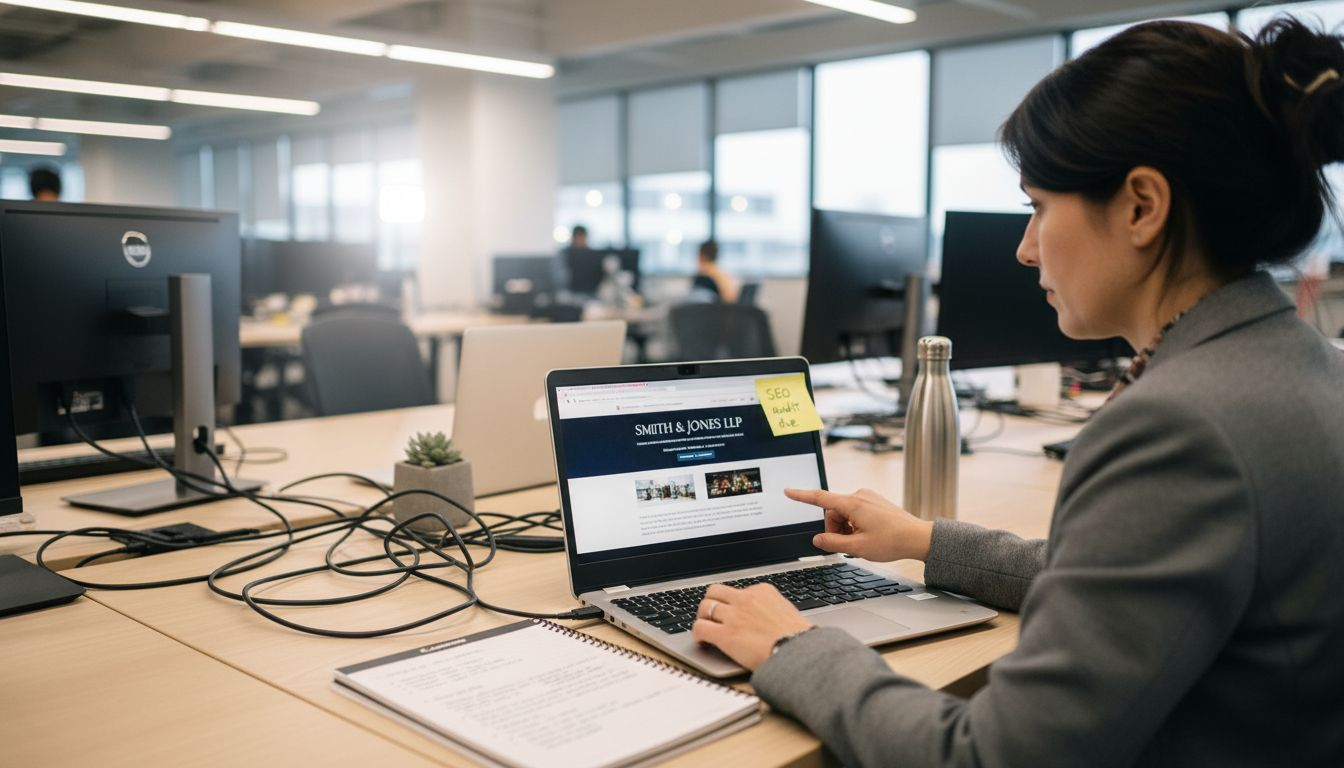 Marketer working on law firm SEO website