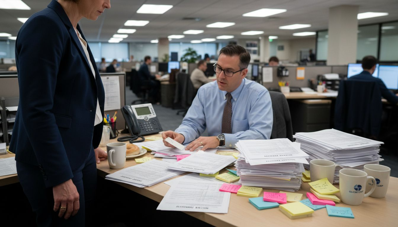 Worker reporting injury to supervisor in office