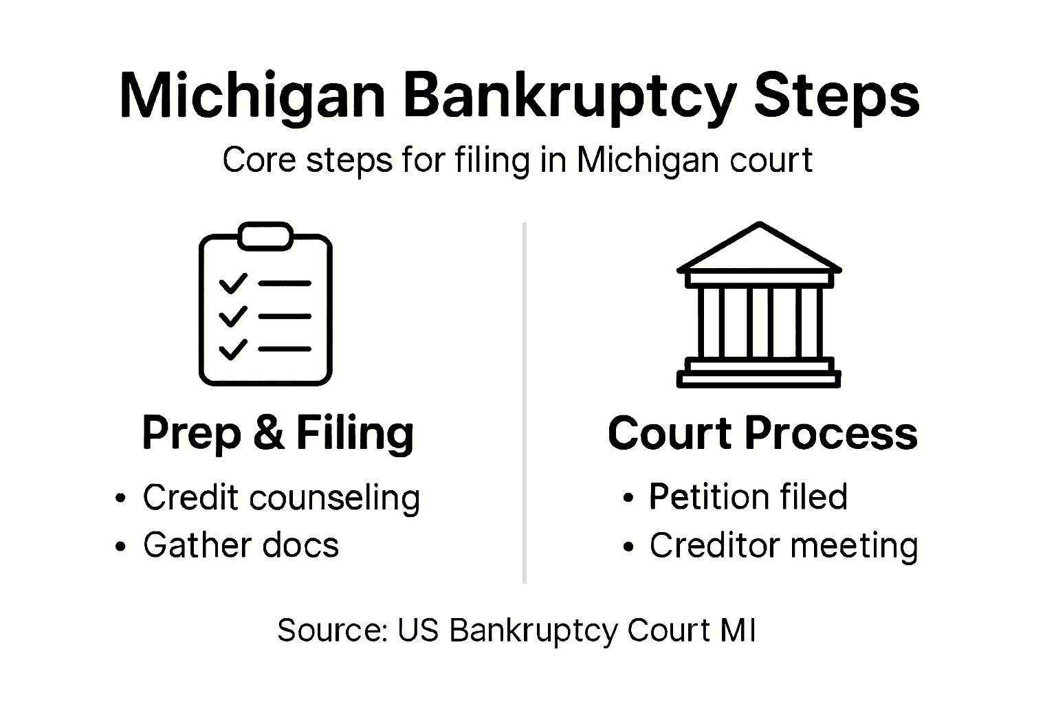 Infographic showing Michigan bankruptcy filing steps