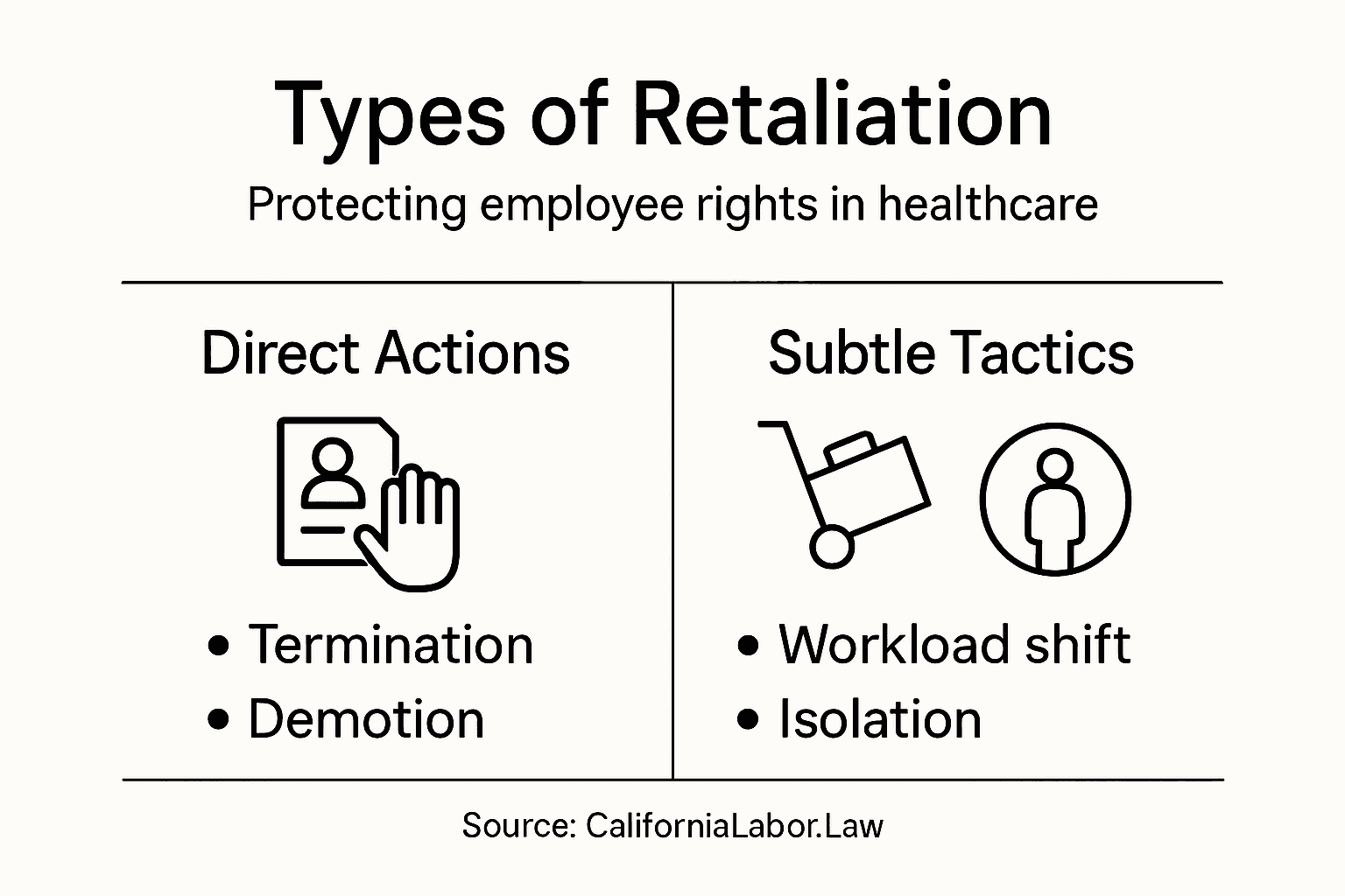 Infographic on California healthcare retaliation types