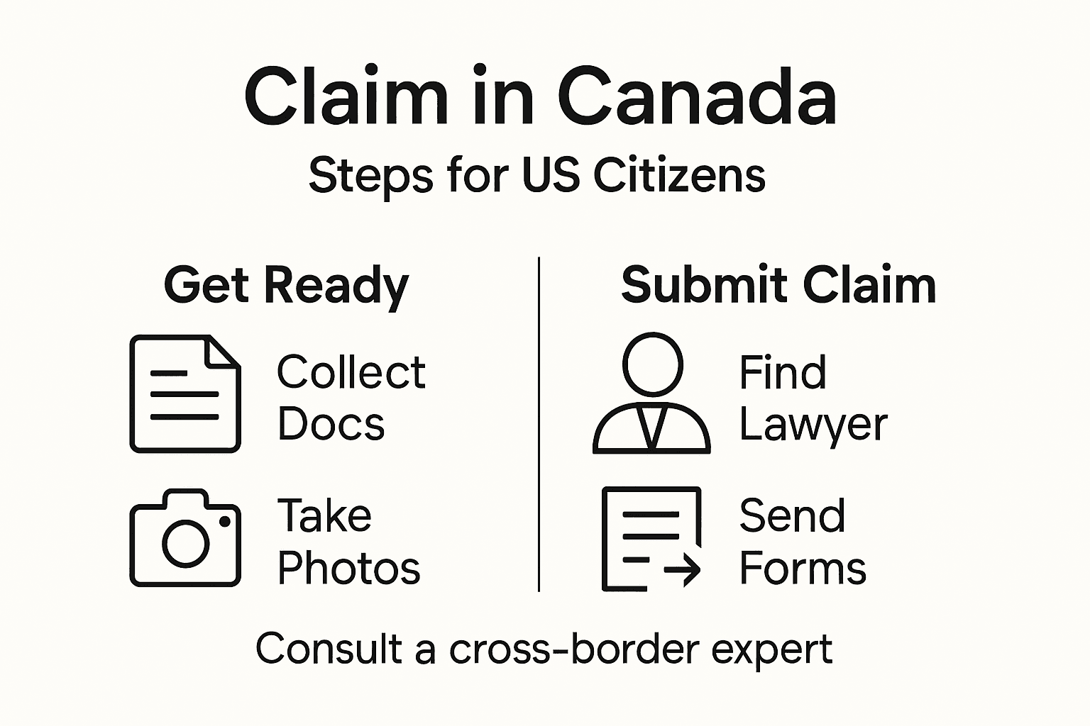 Infographic with key steps for Canada injury claim
