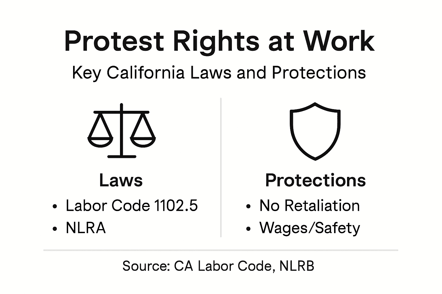 Infographic on California protest rights at work