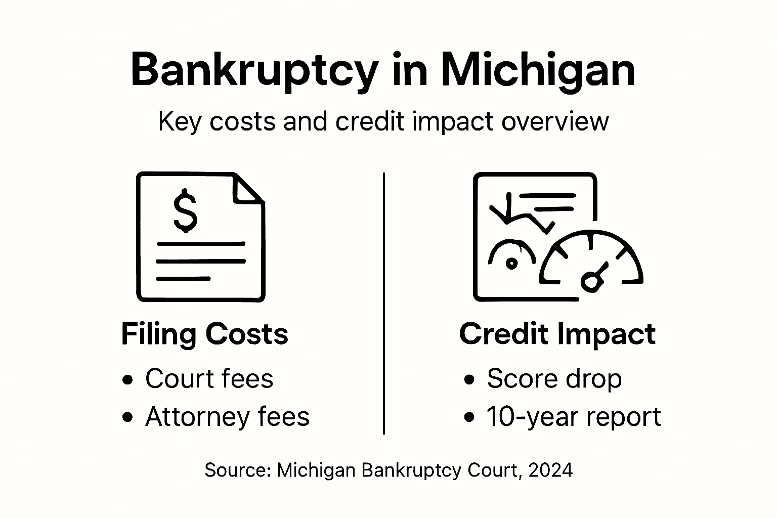 Infographic showing bankruptcy costs and credit impact