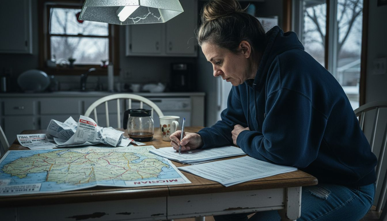 Michigan resident filling out bankruptcy paperwork