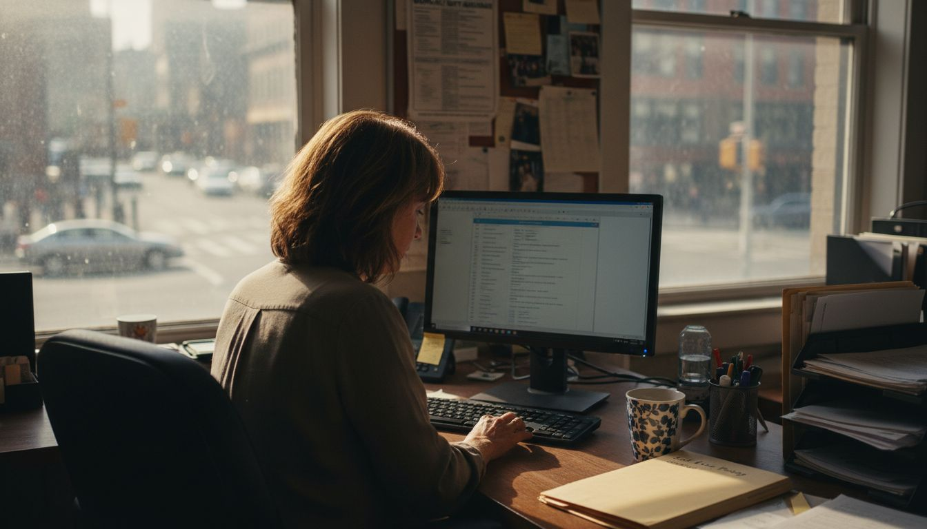 Office manager reviews compliance sick leave checklist