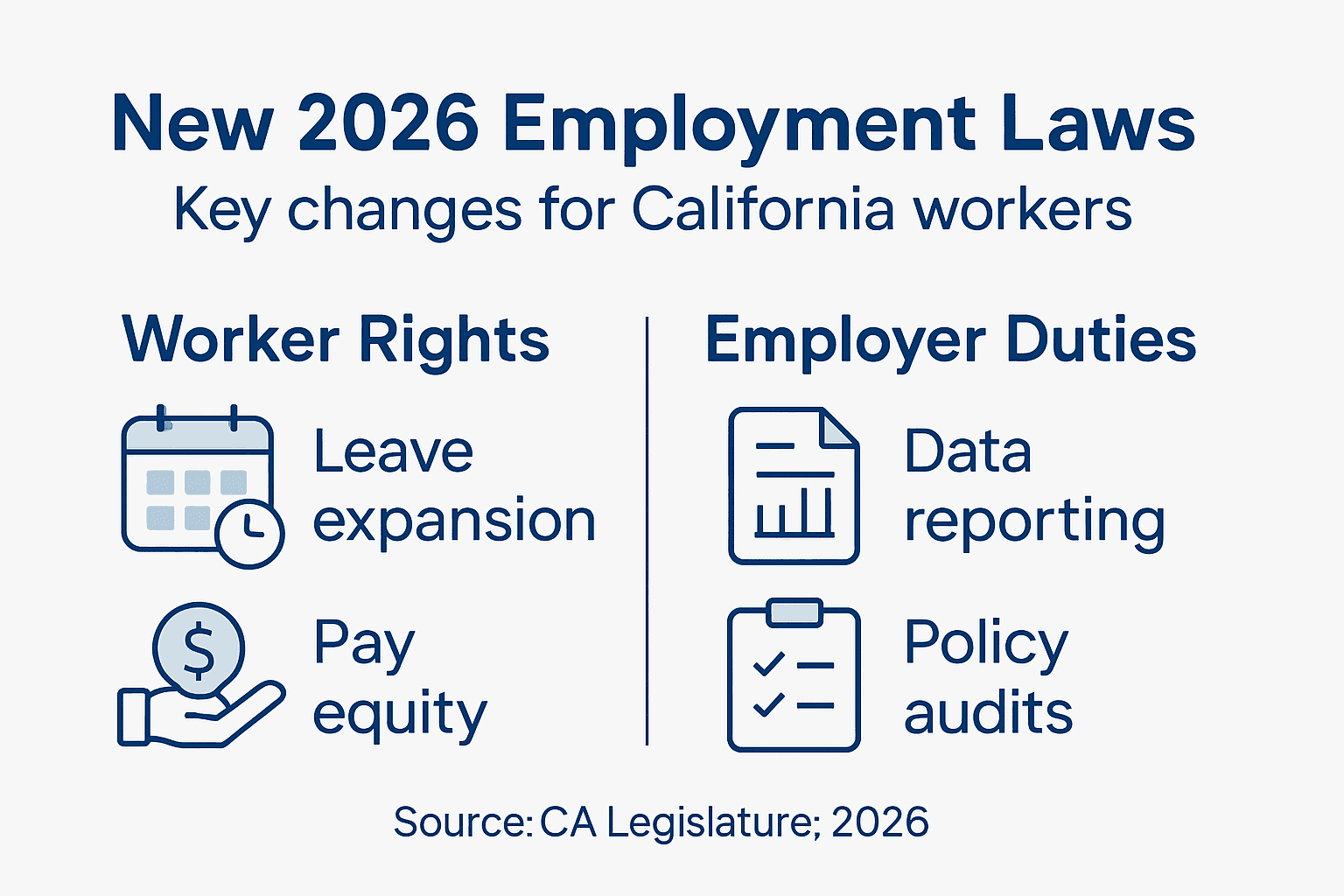 Infographic on 2026 California labor law changes