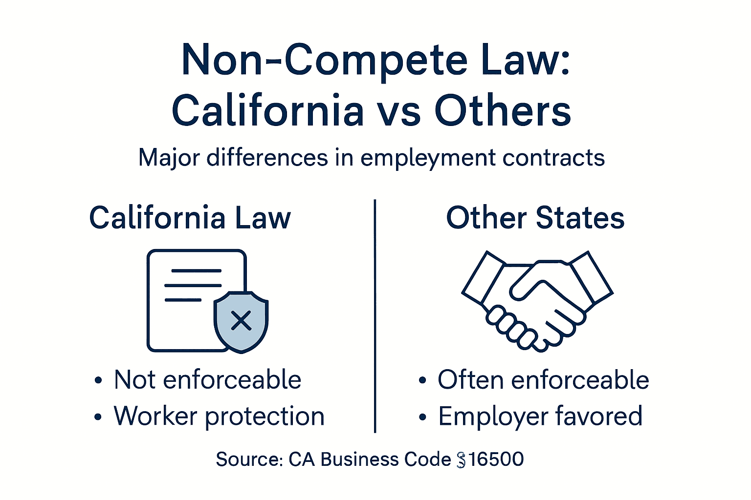 Infographic comparing non-compete laws by state