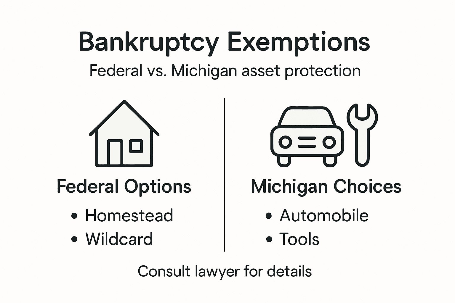 Infographic federal and Michigan bankruptcy exemptions