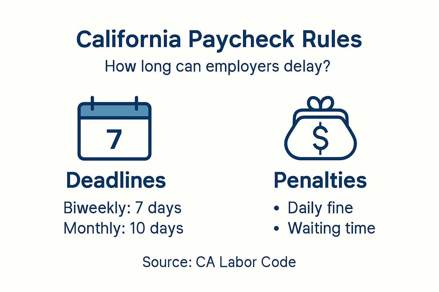 Infografía: Plazos y sanciones de los cheques de pago en California