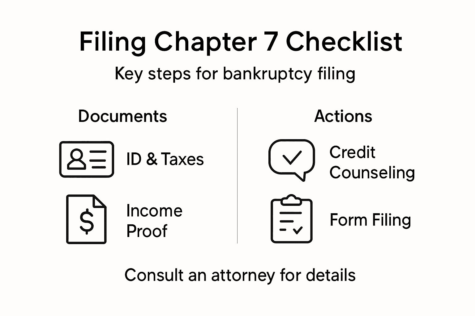 Infographic checklist for filing Chapter 7