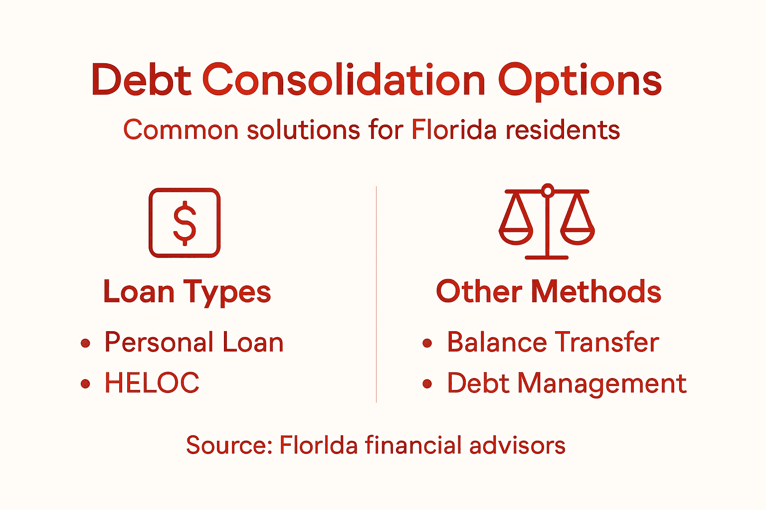 Infographic illustrating debt consolidation options
