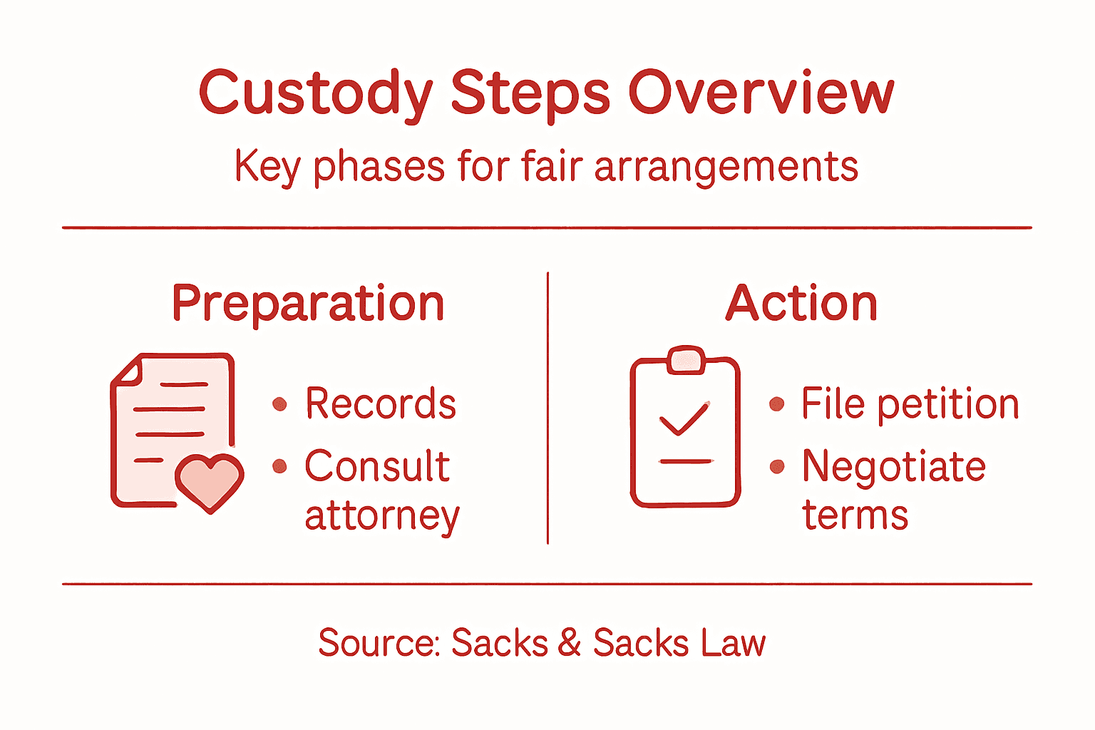 Infographic summarizing child custody steps