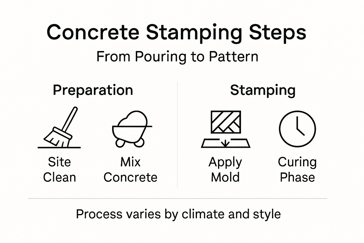 Infographic explaining concrete stamping steps